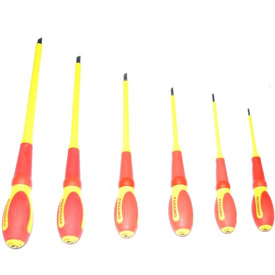 Set Of 6 Insulated Flat Head Screwdrivers