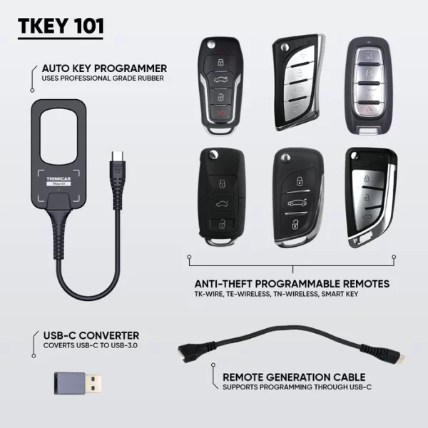 ThinkCar TKey 101 Universal Car Key Programmer Adapter With 6 Remote Keys - Image 5